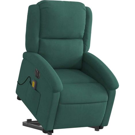 Sillón de relajación con función de masaje y sillón reclinable en terciopelo verde oscuro DEC027881 (1/5)