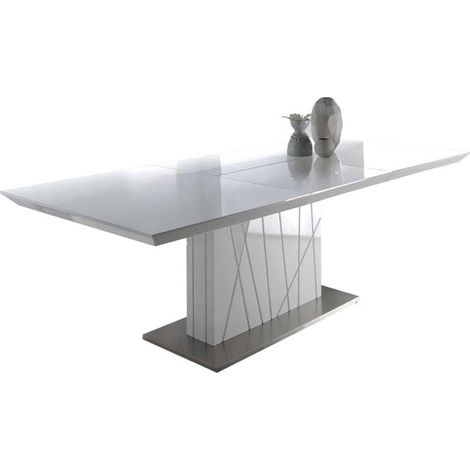 Mesa extensible acabado blanco brillo Belen, 160/220 x 90 x 76 cm (largo x ancho x alto) (1/4)