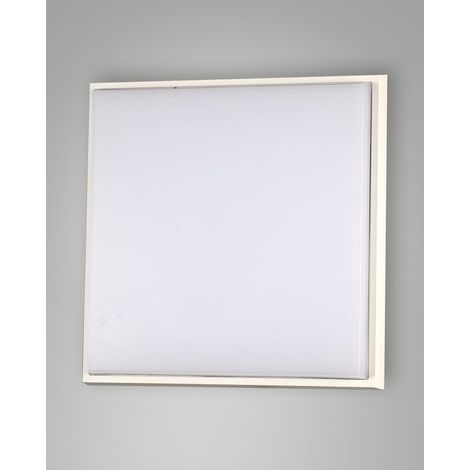 Desdy Plafoniera LED Quadrata 30W 3000K IP54 in Metallo e Policarbonato Bianco - Design Moderno per Interni ed Esterni - Codice 3314-65-102