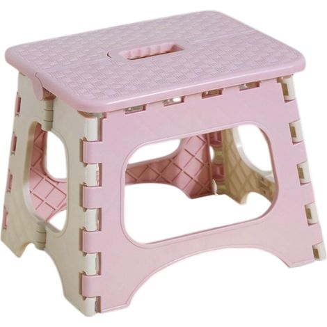 Tabouret Pliant 20cm, Marchepied Pied Pliable, 75kg Capacité, Léger et Compact pour Cuisine, Salle de Bain, Jardinage(rose) (1/5)
