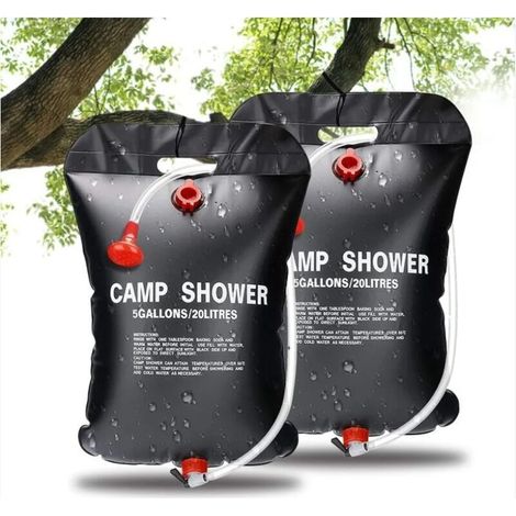 SABIR Sac de Douche Solaire, 2 PCS 20L Douche Solaire de Camping Solaire Sac de Douche Portatif Extérieur pour Douche avec Flexible Commutable Tête de Douche Chauffe Eau Solaire pour Randonnée Voyage (1/5)