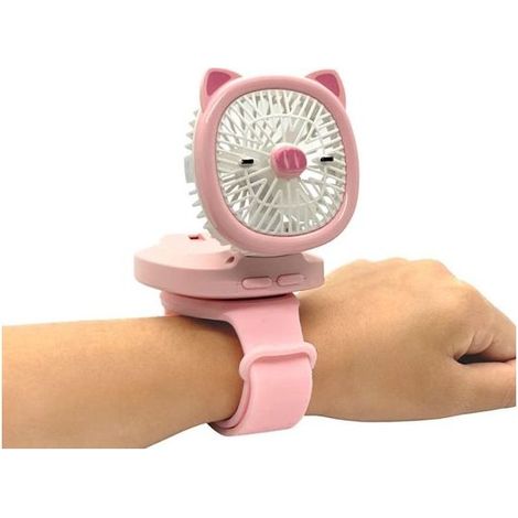 Ventilateur portable compact avec bracelet - Multifonctionnel - Usage quotidien - Rose (1/5)