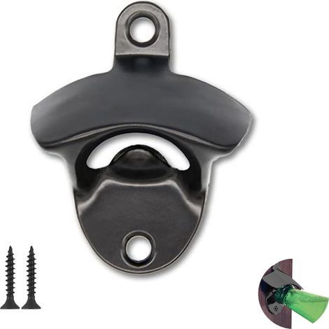Wandmontierter Schraubflaschenöffner aus Gusseisen – Ideal für Bar, Restaurant und Küche (Schwarz) (1/5)