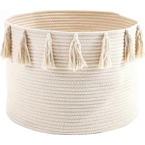 Paniers en corde pour le rangement, panier à linge tressé, panier à linge en corde de coton, organisateur de rangement en corde moyenne (1/5)