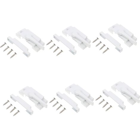 Lot De 6 Verrous Universels Pour Fenêtre Droite Pour Porte Coulissante En Verre Sécurité À Came Blanc (1/5)