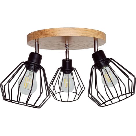 Lampada da soffitto a sospensione DIANA, lampadario da loft, in legno, QUERCIA, 3x diamanti, ELEGANTE (1/5)