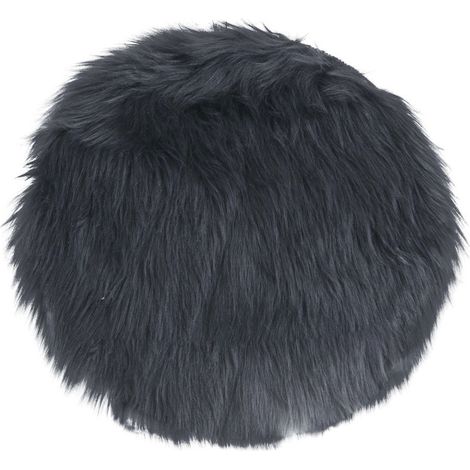 Cuscino da seduta rotondo in ecopelliccia grigia ø35 cm
