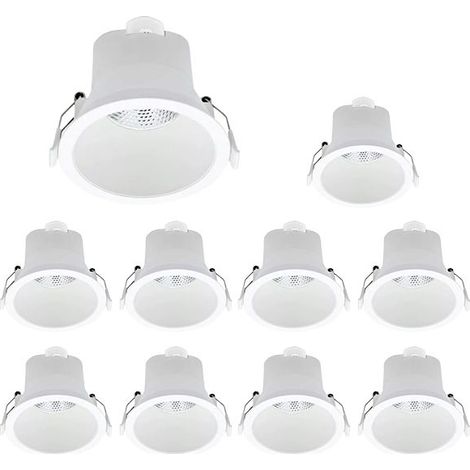 Aluson – Lot de 10 spots LED encastrables D68 6W IP44 – Éclairage blanc neutre 4000K – Installation facile avec transformateur intégré