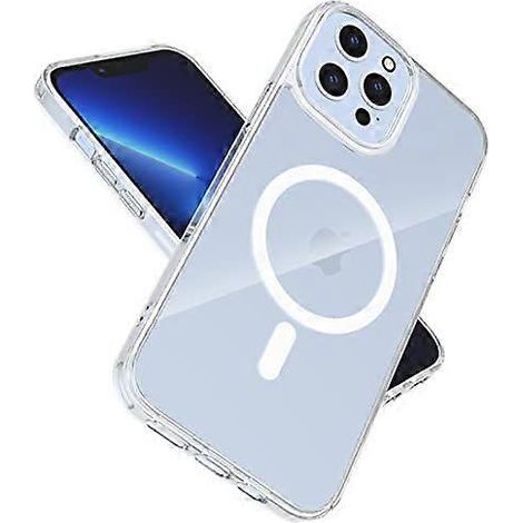 Coque magnétique transparente avec MagSafe, compatible avec l'iPhone 13 Pro Max, avec chargement sans fil magnétique, pare-chocs arrière rigide anti-rayures et anti-jaunissement. (1/5)