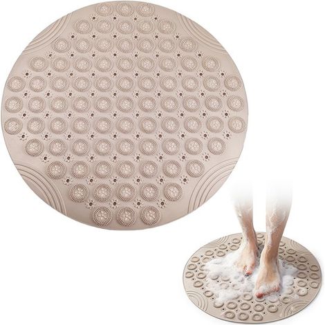 Alfombrilla de baño redonda antideslizante, Para duchas, baños y aseos, Alfombrilla de baño impermeable, Lavable a máquina, 55 x 55 cm (1/5)