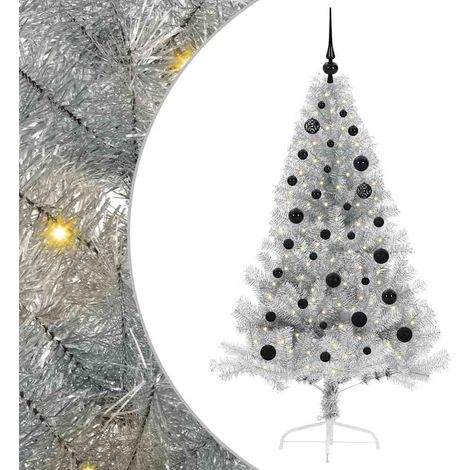 Artificial Pre-lit Christmas Tree Silver 150 cm PET vidaXL