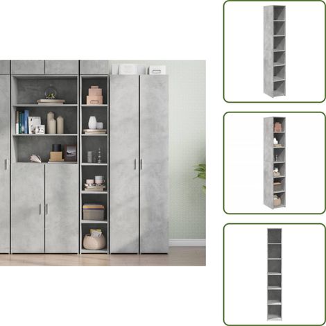 Buffet haut gris béton 30x41x185 cm bois d'ingénierie - Buffet Design Moderne - Meuble Rangement Cuisine - Commode Entrée - Buffet Gris - Buffet En Bois D'ingénierie (1/5)