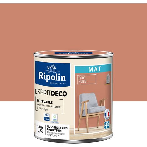 Ripolin – Peinture intérieure ultra-couvrante 0,5L – Ocre Nubie – Aspect mat pour murs et boiseries – Fabriquée en France (1/5)