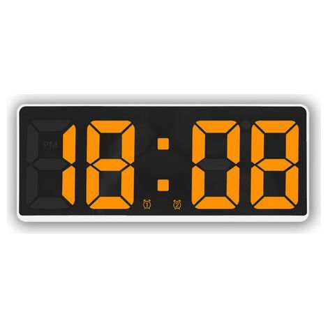 White + Orange-Quartz Alarm Clock LED Clock Large Screen Digital Clock Bedside for Bedroom, (1/2)