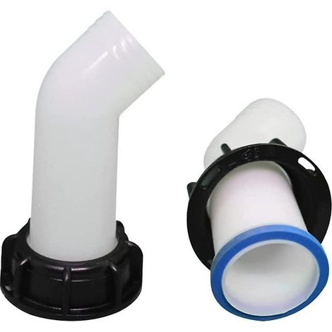 Robinet de vidange IBC 1000L avec adaptateur universel, rallonge de buse, écrou, tuyau de pluie, connecteur de robinet pour citerne, valve de drainage en plastique, accessoire compatible fût. (1/5)