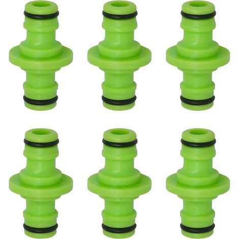 Dapetz ® 6 Pack Double Male Connectors, 2 Way Garden Hose Connector Quick Joiner Coupler - 1/2 Inch Male to 1/2 Inch Male For Lawn Irrigation, Planted Areas, Planted Rows, Male To Male Hose Connector (1/5)