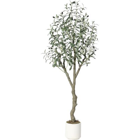 150cm Grande Olivier Fausse Réalistes,Plante Verte Artificielle Interieur avec Olivier,Multi Branche&Feuillage,sans Entretien,Olivier Artificielle/Fausse Plante décorative pour Salon,Bureau,Balcon