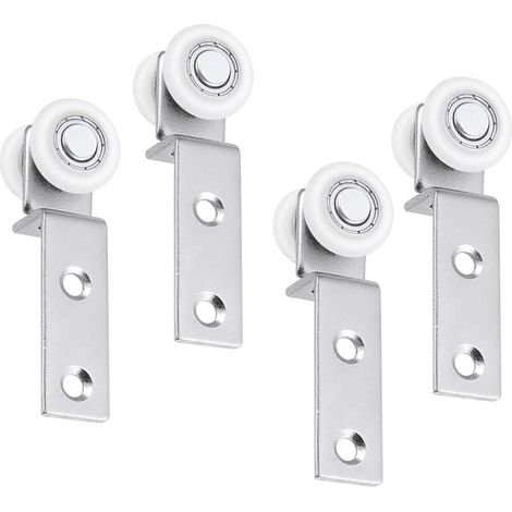 4 Stück 20-mm-Schiebetürrollen, Metall-Lagerrollenblock zum Biegen von Rohren, Schrankrolle mit zwei Kunststoffrädern für Schiebetüren und Fensterschränke