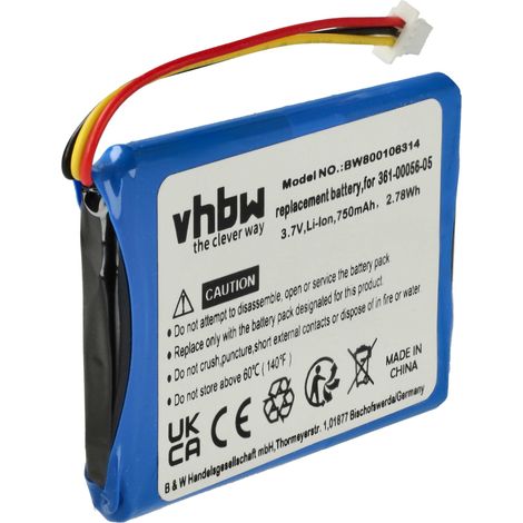 vhbw Replacement Battery compatible with Garmin Nuvi / Nüvi 2689LMT, 2689LMT 6-inch, 40, 40LM, 52 GPS Navigation System Sat Nav (750mAh, 3.7V, Li-Ion)