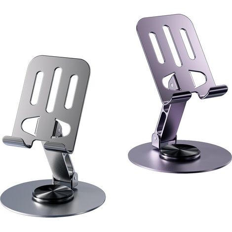 Lot de 2 supports de téléphone en métal – Support portable pour téléphones et tablettes – Universel, pliable et rotatif (1/4)