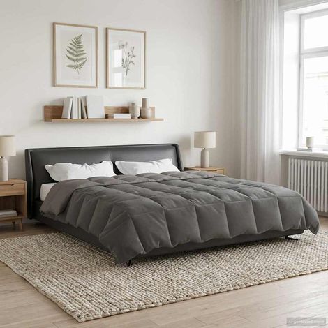 Ganzjahresbettdecke Gepolstert Hellgrau 220 x 240 cm Mikrofaser
