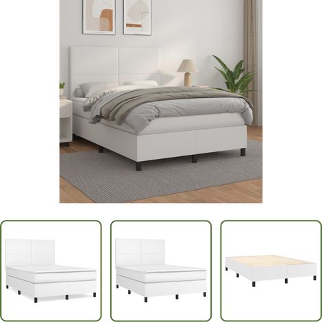 Kunstlederbett - Boxspringbett mit Matratze Weiß 140x200 cm Kunstleder (1/5)