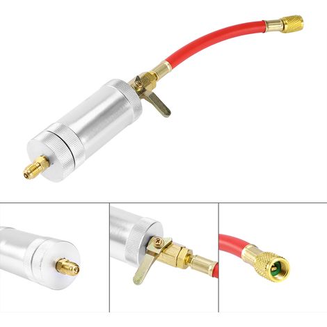 Système de réfrigération R134A R12 R22, huile réfrigérante, détecteur de fuites fluorescent, remplissage de liquide pur, tuyau rouge 1/4 SAE, raccord jaune (1/5)