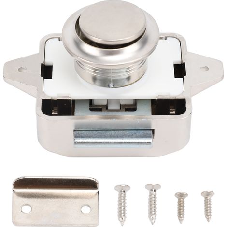 Ortviai Serrure à Bouton Poussoir pour Meuble sans Clé – Finition Nickel Perle, Convient pour Camping-car, Fourgon aménagé, Bateau