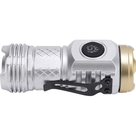 Mini lampe torche LED portable rechargeable longue portée, plusieurs modes d'éclairage, idéale pour le camping et la randonnée (argentée). (1/5)