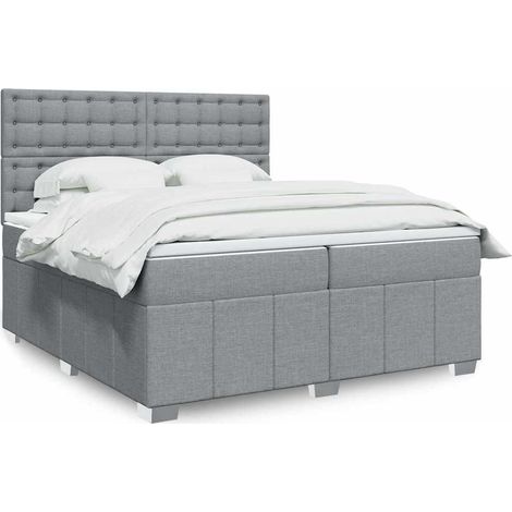 Boxspringbett mit Matratze Hellgrau 200x200 cm Stoff (1/5)