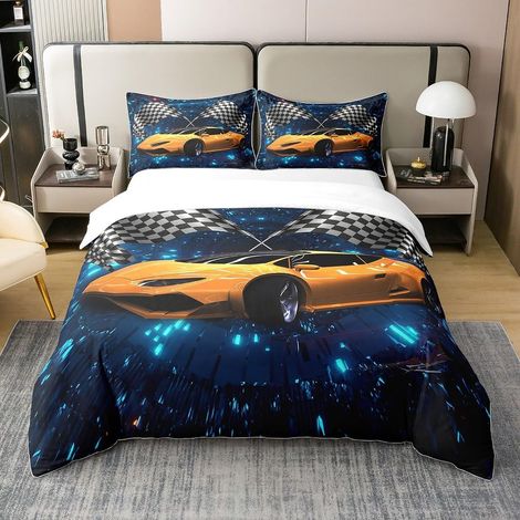 Housse de Couette 220x240 cm Coton Motif Voiture de Sport Néon (1/5)