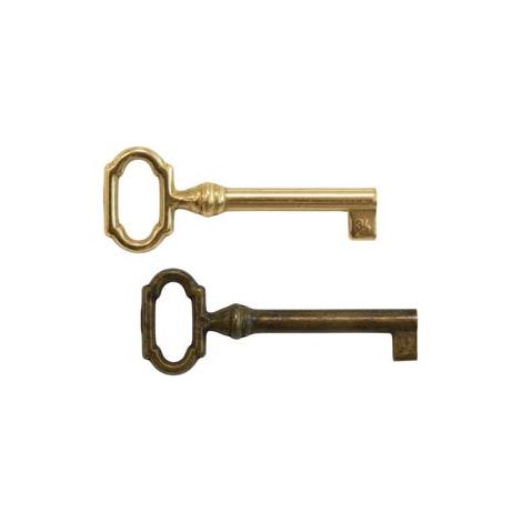CHIAVI PER MOBILI MOD.33727 IN OTTONE- - mm.27x69 lunghezza gambo mm.42 ottone antico - 10 pezzi METALSTYLE