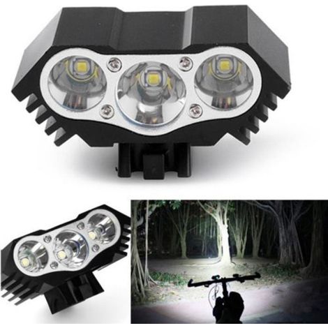 Phare Vélo - LED T6 30 W 3000 Lm Portée 200 M IPX5 Alliage Aluminium Noir - USB Rechargeable - 1 Pièce (1/5)
