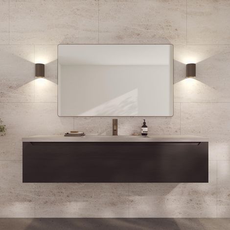 Miroir Mural Marron avec Cadre - 120 x 75 cm - Miroir décoratif pour Salle de Bain, Salon, Chambre à Coucher et Couloir - Miroir Minimaliste et élégant en Laiton brossé (1/5)