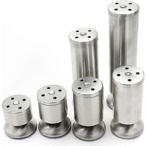 Pieds de meubles en acier réglables, ensemble de 4 pièces, design cylindrique, hauteur 6-30 cm, convient aux armoires et à la décoration intérieure, 250 mm. (1/5)