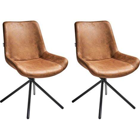 Set di 2 sedie da pranzo in ecopelle scamosciata marrone Hailey