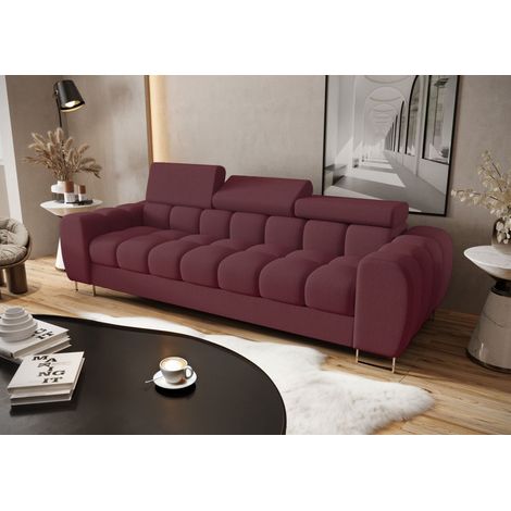 Sofa Designersofa BASTIEN 3-Sitzer in Stoff Gemma Bordeaux (1/2)