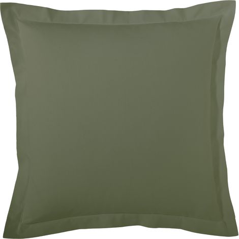 Taie d’oreiller percale de coton made in France Kaki 65x65 cm (1/3)