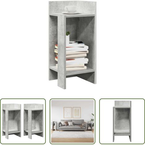 Holzwerkstoff - Beistelltische 2 Stk. mit Ablage Betongrau 25,5x27x60 cm (1/5)