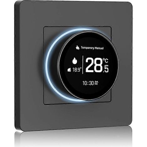 TuyaZigBee Smart-Thermostat mit Drehknopf, Serie Star Ring, Temperaturregler für elektrische Warmwasserbereiter, kompatibel mit Alexa und Google, schwarz. (1/5)