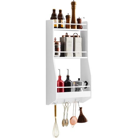 SoBuy Wall Mounted Shelf Rack with 3 Shelves & 3 Hooks,KCR12-W (1/5)