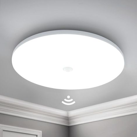 Plafonnier LED Detecteur de Mouvement 24W 2400LM 30CM Rond Lampe Plafond Moderne 6500K Blanc Froid Escalier Couloir Garage Balcon (1/5)