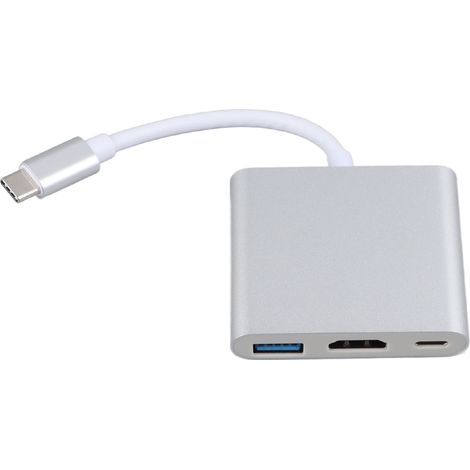 3-in-1 USB-C-Dockingstation aus Aluminiumlegierung, 4K-HD-Übertragung mit 5 Gbit/s, 60-W-PD-Stromversorgung, USB-C-Hub für Fernseher, Projektor und Computer (1/5)