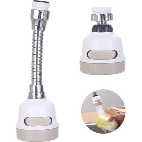 Robinet de cuisine à douchette pivotante à 360° en ABS, avec tête pivotante à 360°, pour cuisine, baignoire et douche (blanc).