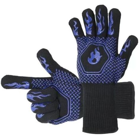 Gants résistants à la chaleur jusqu'à 800 °C – Silicone et fibre aramide – Conception ergonomique à cinq doigts – Surface antidérapante (1/5)