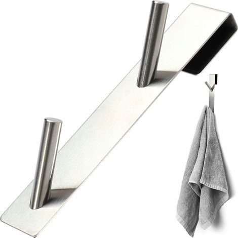 KADAX Türhaken, Türgarderobe, Edelstahl, Kleiderhaken, Türgarderobenhaken, silber, 1 Stück, doppelt