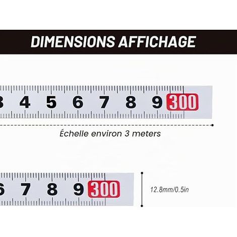 Mètre Ruban, Metre Ruban 3m, Règle Métrique Auto-Adhésive de Droite à Gauche, de Gauche à Droite Ruban à Mesurer en Métal pour établi Murs (1/4)