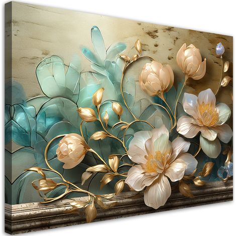 Tableau déco Verre Abstrait Fleurs 100x70 (1/5)