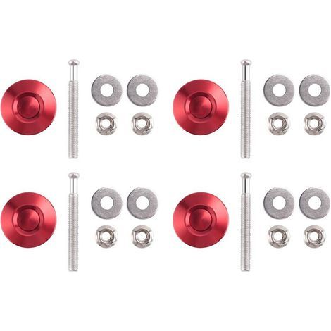 Convient pour 4 boutons de verrouillage de capot à dégagement rapide, goupilles de voiture, verrous de capot, clips de pare-chocs, rouge. (1/3)