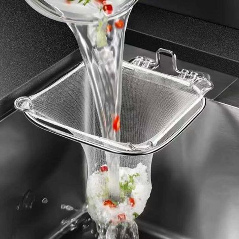 Stainless steel corner strainer for kitchen drainer, food waste collection basket with mesh, pack of 100 (1/3)